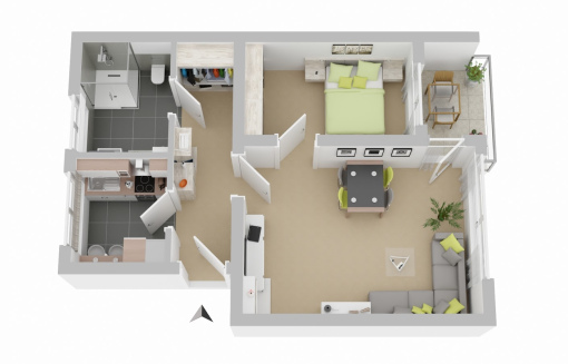 Donaustr. 14, 1 L - Erstbezug nach Modernisierung! 2-Zimmer-Wohnung mit Loggia, ab 60 Jahren mit WBS - Photo 2
